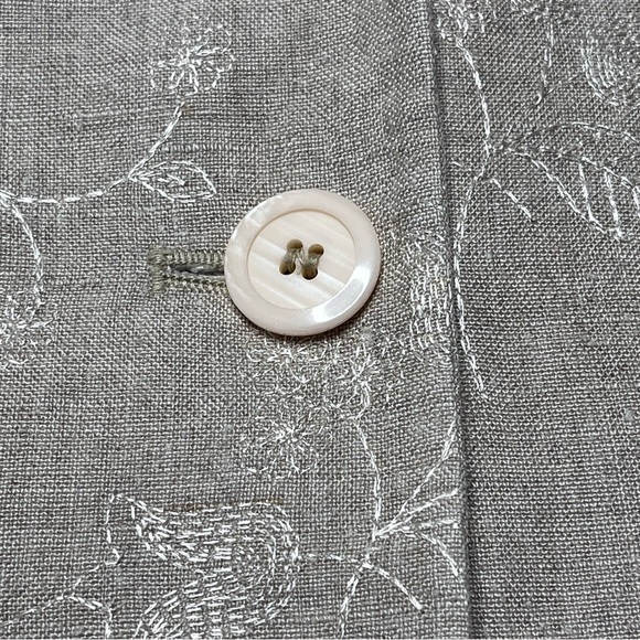 Amanda Smith Petites Pure Linen Jacket Blazer Beige Embroidered Size 12P - Picture 6 of 16